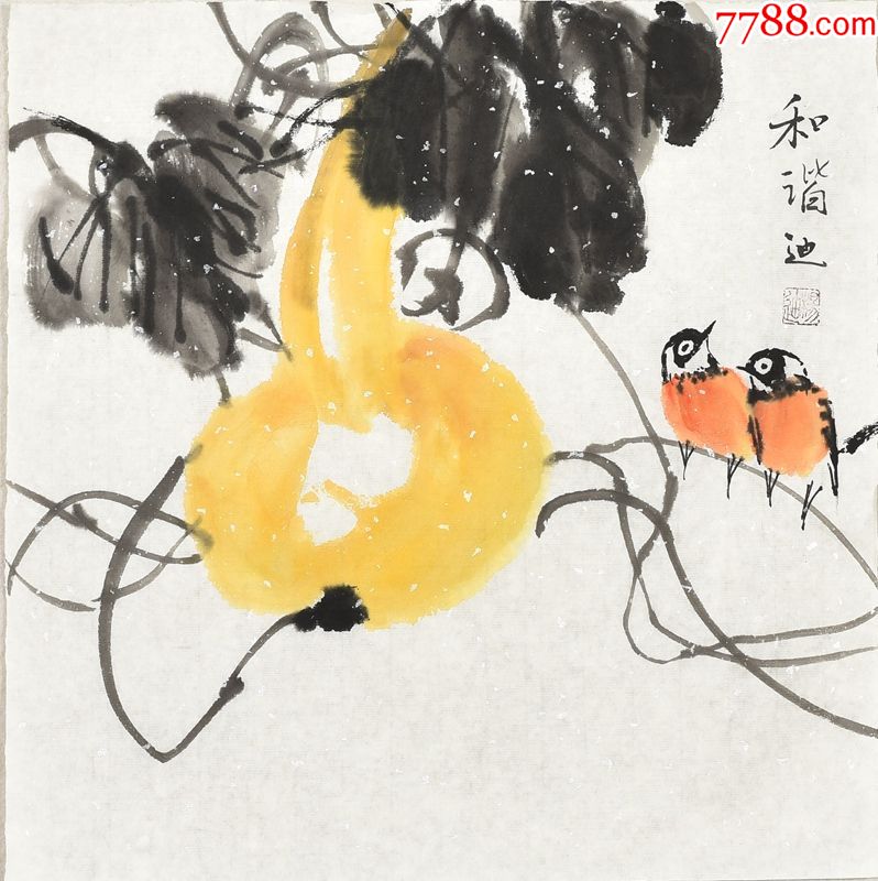 当代著名画家杨老师小品花鸟画gh03560