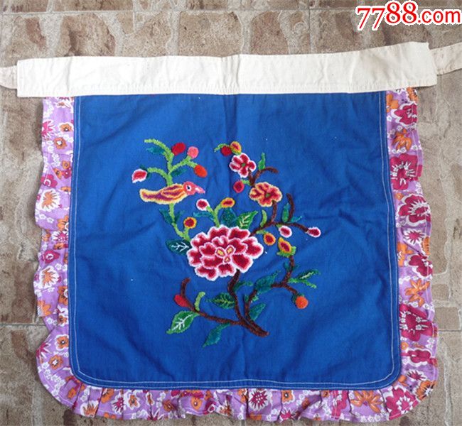 植绒画绣品花鸟围裙