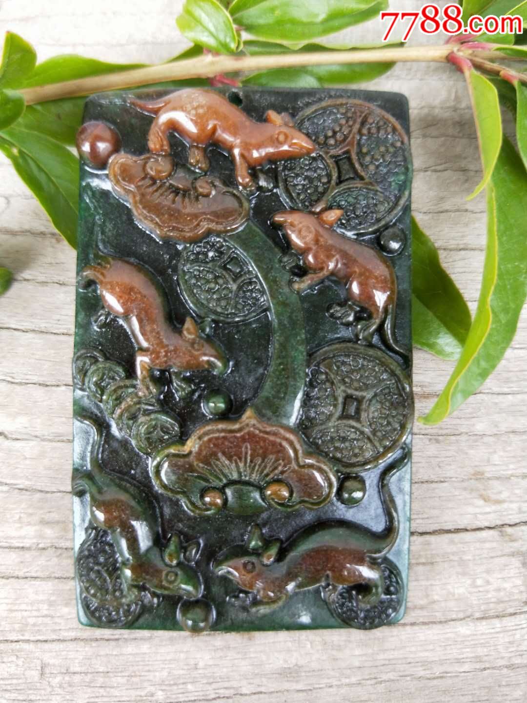 民国时期翡翠五鼠运财玉佩