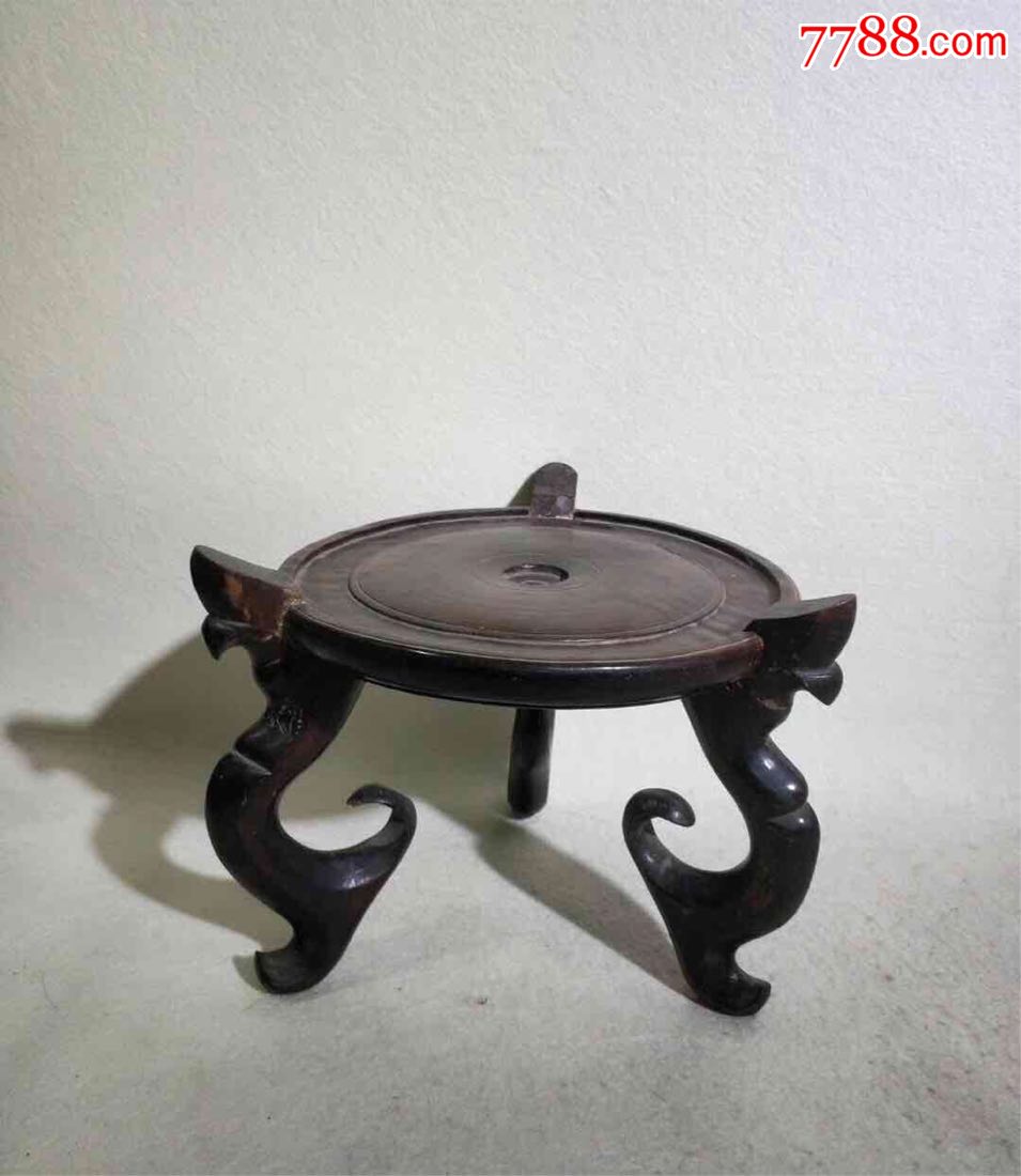 清代木雕底座造型大气口径20厘米