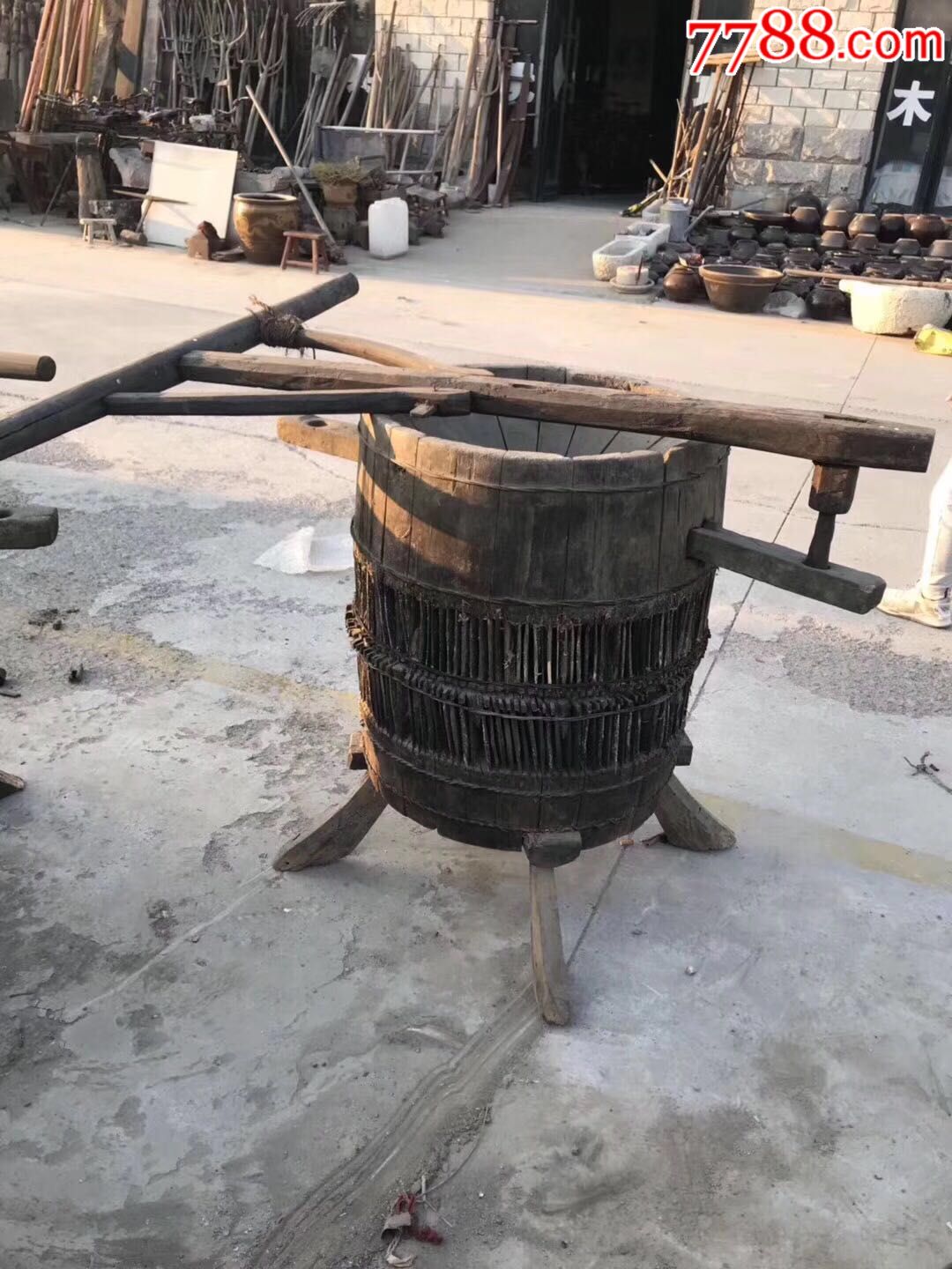 清代木头碾米机完整包老正常使用