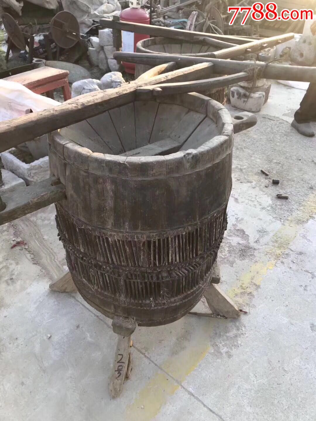 清代木头碾米机完整包老正常使用