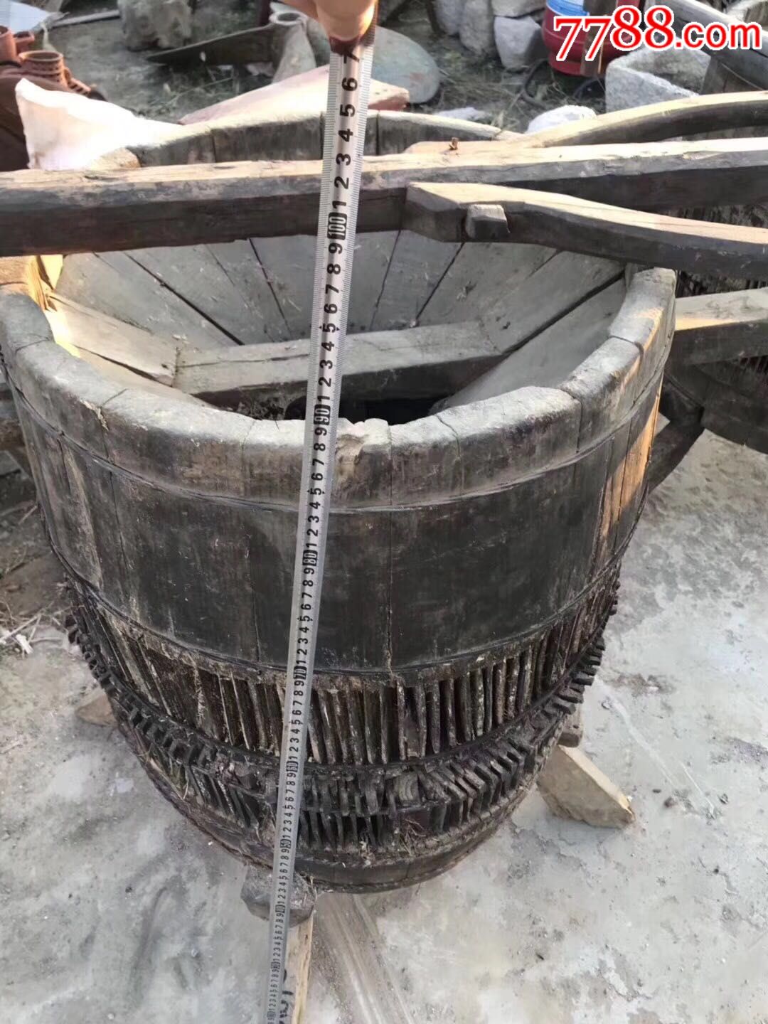 清代木头碾米机完整包老正常使用