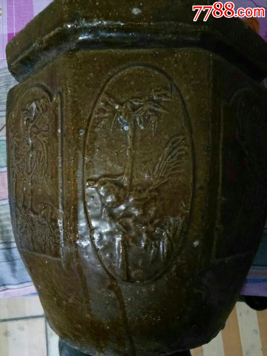 清到民国八角飞鸟纹小缸