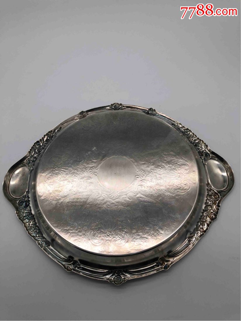 西洋古董银餐具银器老银盘浮雕银盘餐盘镀银非纯银包邮