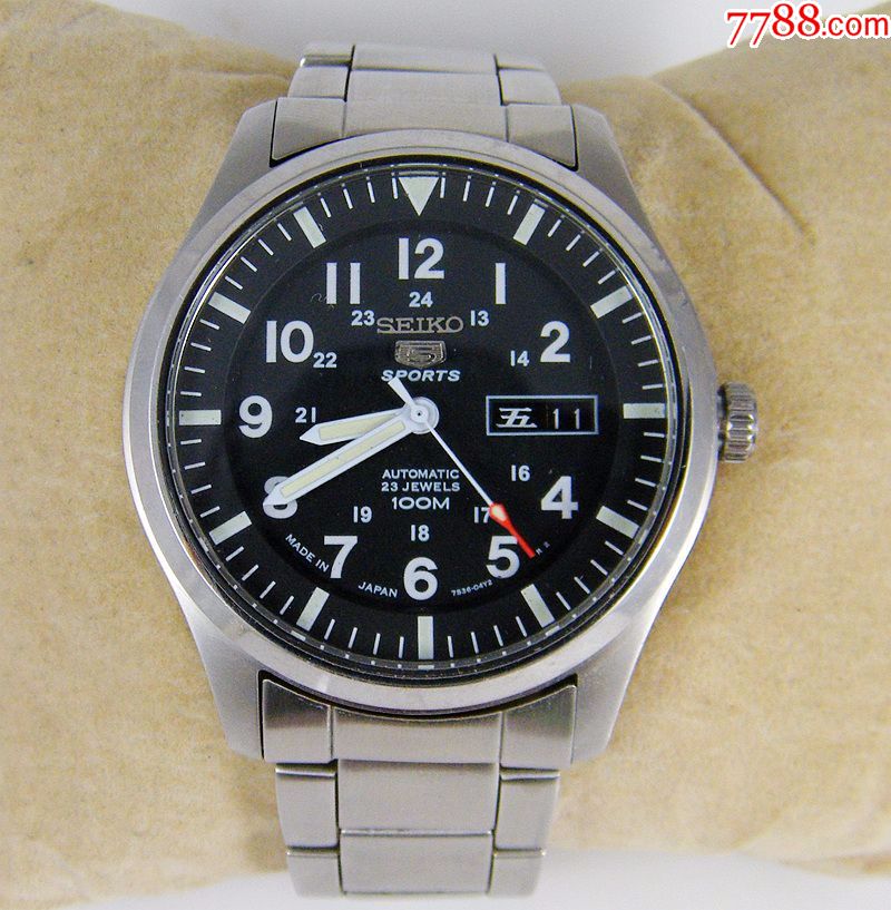 日本原装二手seiko精工军表款全自动手表-光明战将-7s36