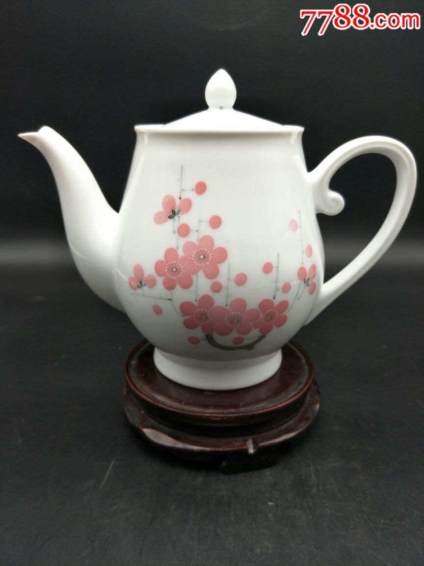 醴陵瓷群力老瓷器环球底款大球泥生产梅花茶壶