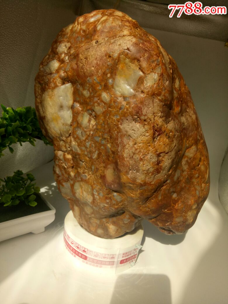 月亮玉化角砾五彩陨石(金雕)