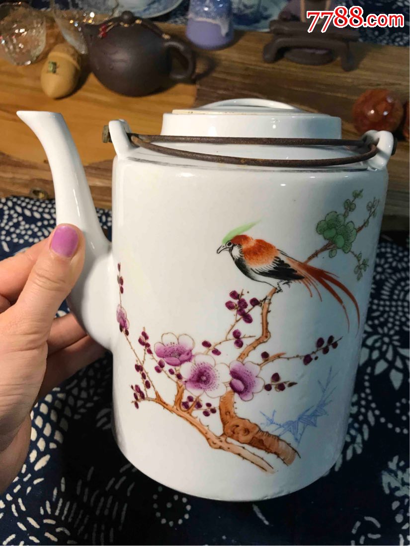 全手绘文革老提梁壶