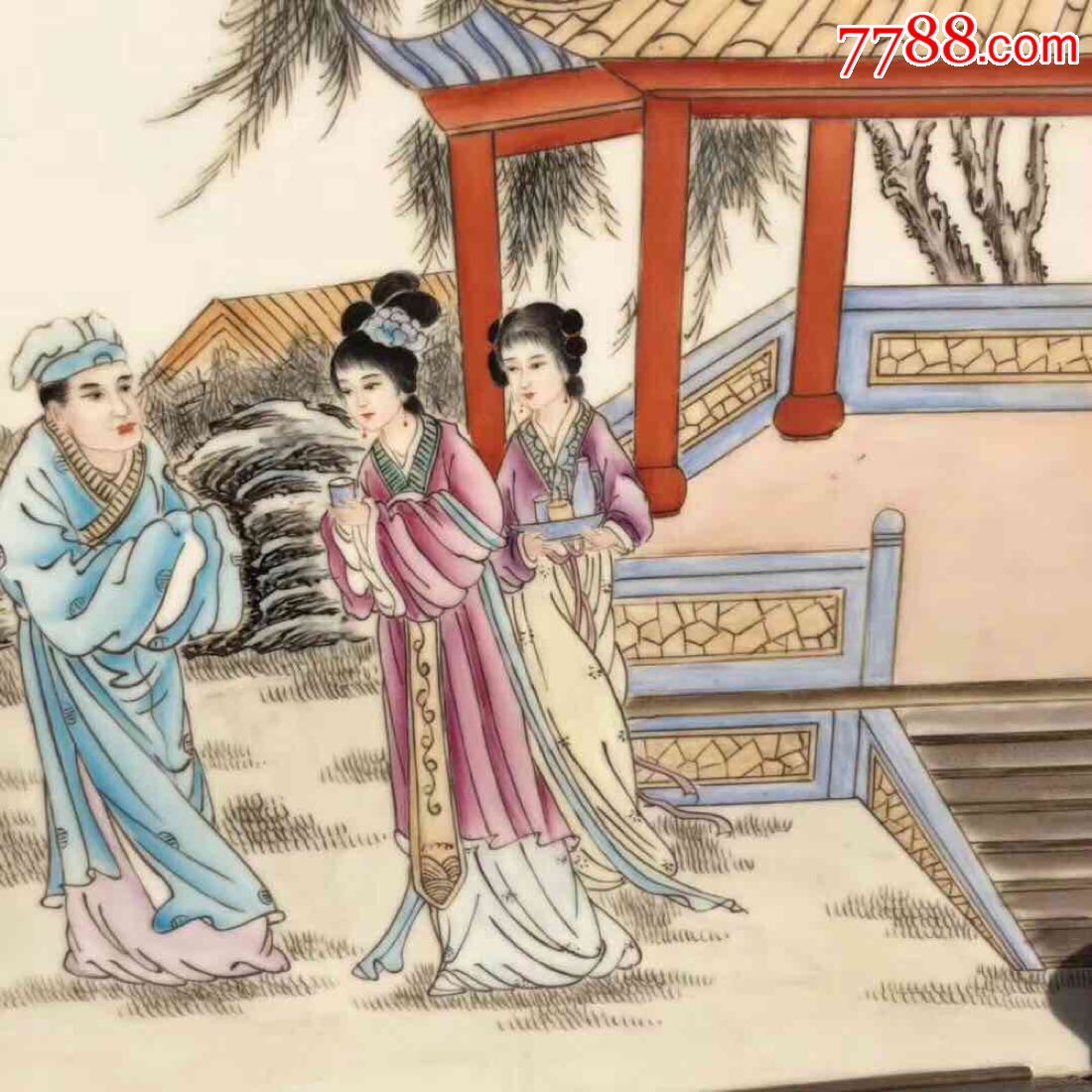 《王大凡》作品杉木镶瓷板画西厢记高77宽75