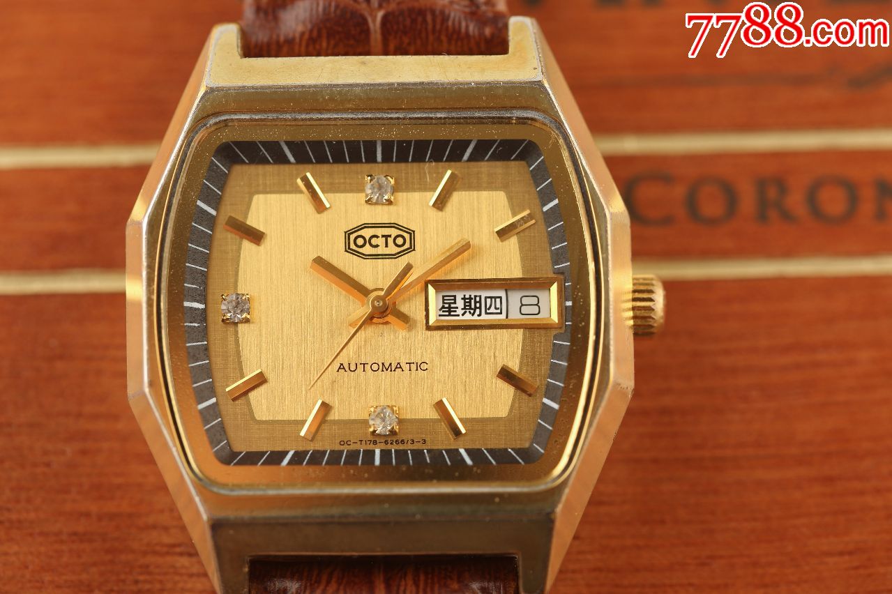 瑞士octo乐都古董表电视机老板款三色阴阳金面八角型始祖之一,手表