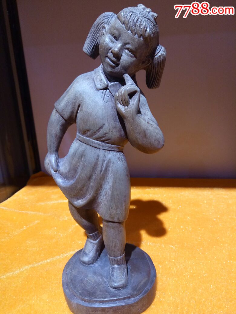 黄杨木开心童子摆件