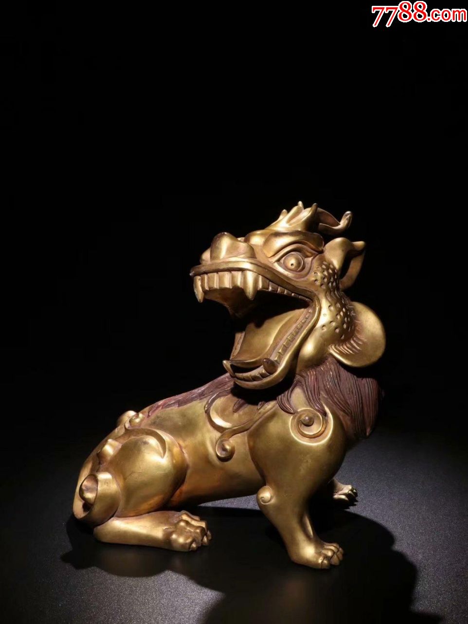 清铜鎏金麒麟摆件,陈案收藏,中国古代传统吉祥瑞兽