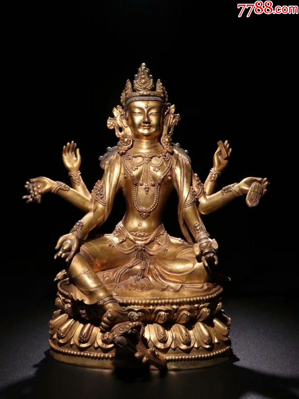 清藏传铜鎏金六臂观音造像如意轮观音也称为大梵深远观音