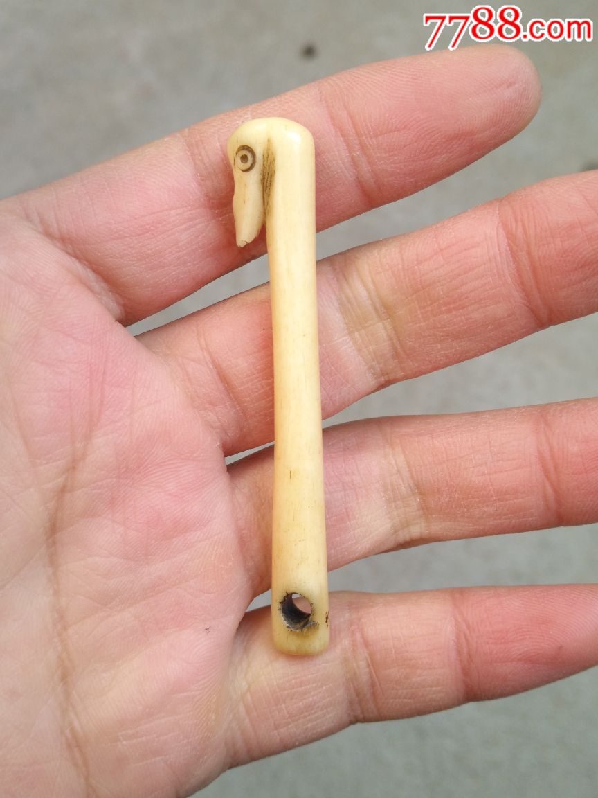 晚清时期骨雕鹤图小挂件老物件古玩杂项收藏