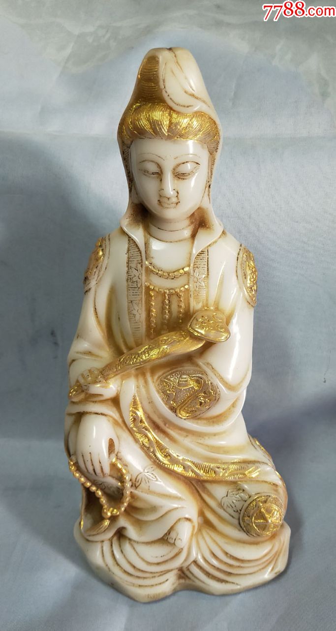 如意观音手拿佛珠手串摆件