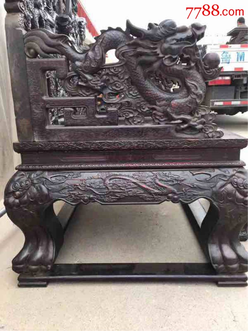 血檀雕龙宝座雕刻精细做工独特霸气上档次,装修房子酒店茶楼会所等