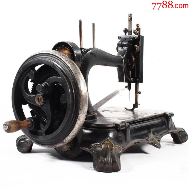 魔都洋货1880年代西洋古董铸铁手摇缝纫机修复品完整手摇顺畅_价格