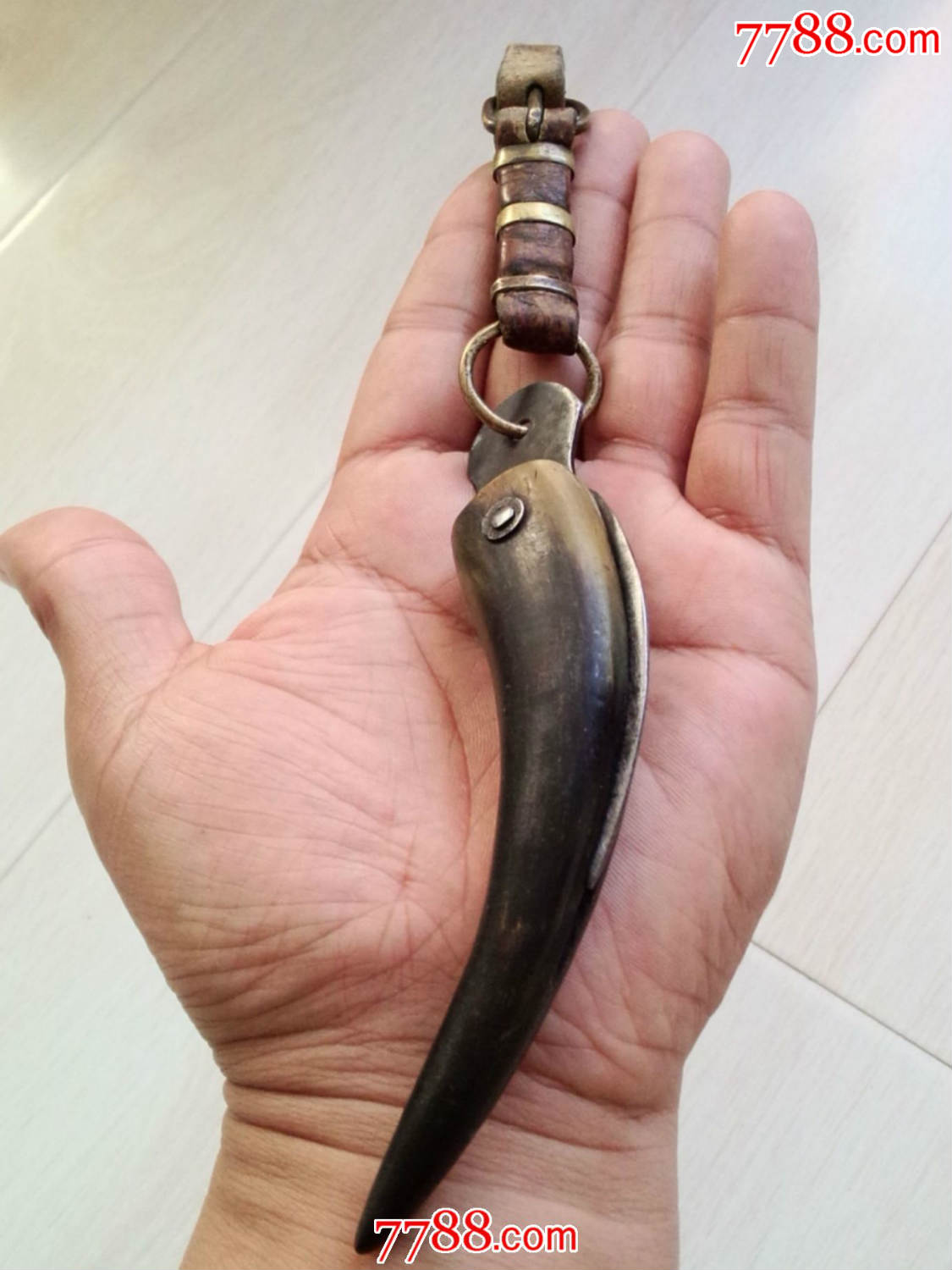 清末民国时期好品角质带原装皮带鱼刀