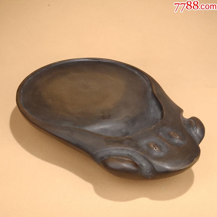 老鳝鱼黄歙砚雕蛙形砚台砚石吴昌硕款石质细润包浆古朴