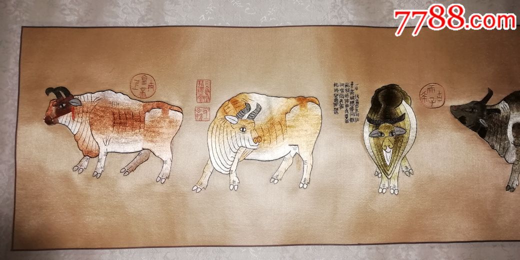 中国汴绣五牛图