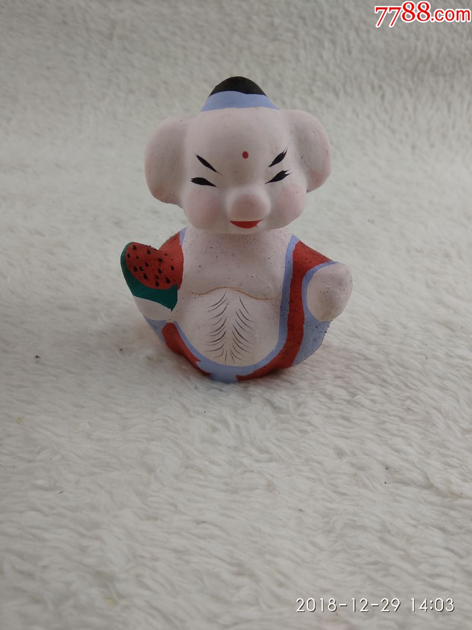 民俗文化中国泥人-----八戒吃西瓜泥摆件