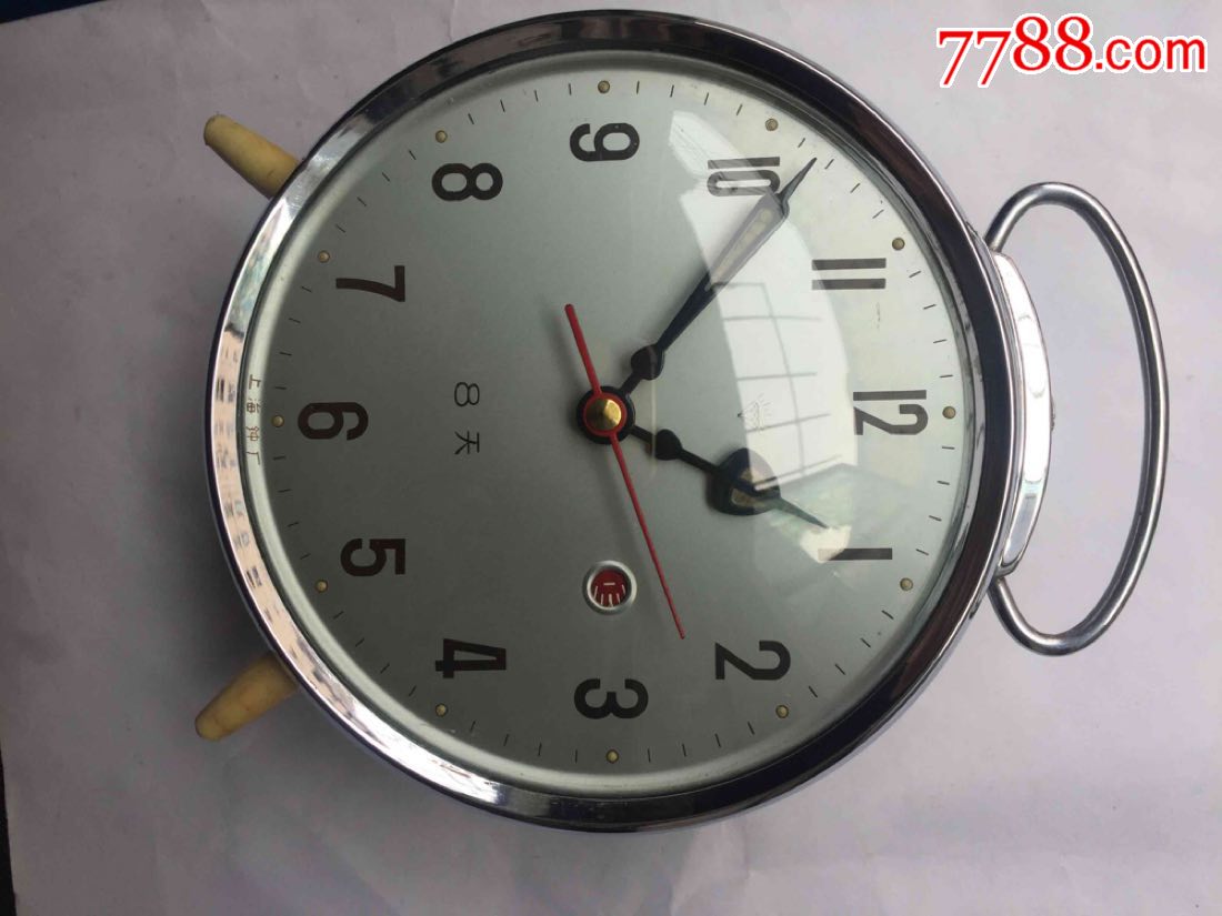 少见好品上海钻石牌8天粗马机械闹钟
