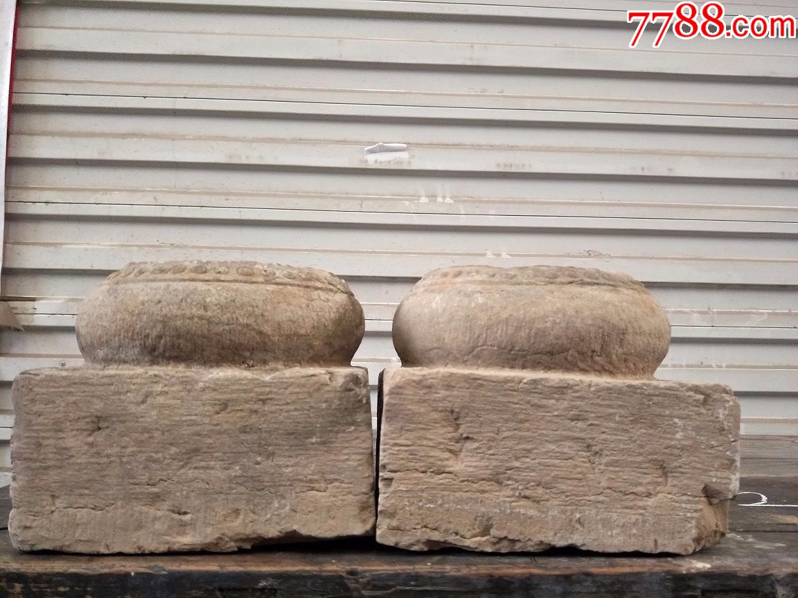 清代青石成对柱墩石1328