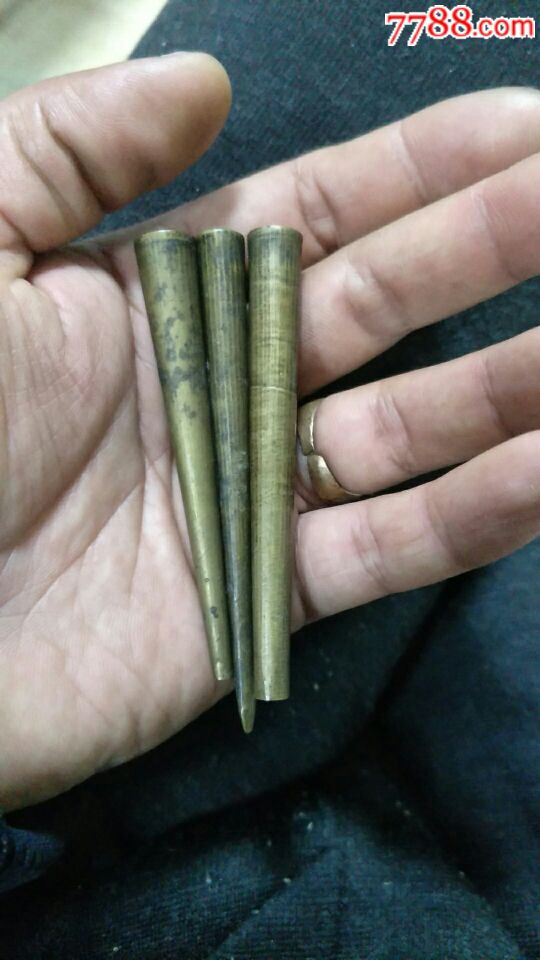 老铜毛笔帽三支