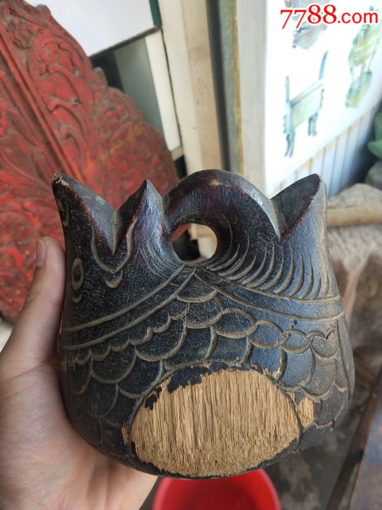 清代云南美品大木鱼一个,声音好