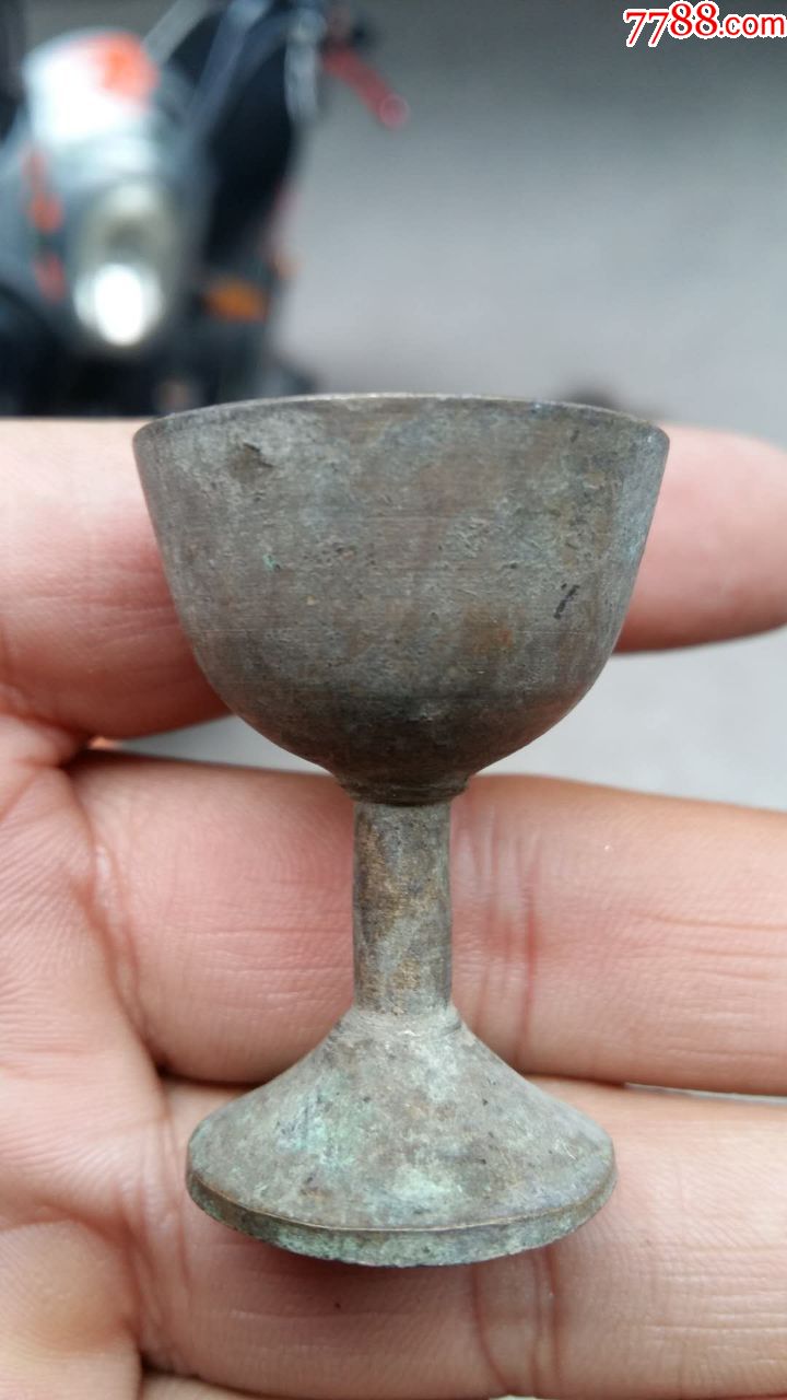 晚清小铜高足杯四个-铜杂件-7788收藏