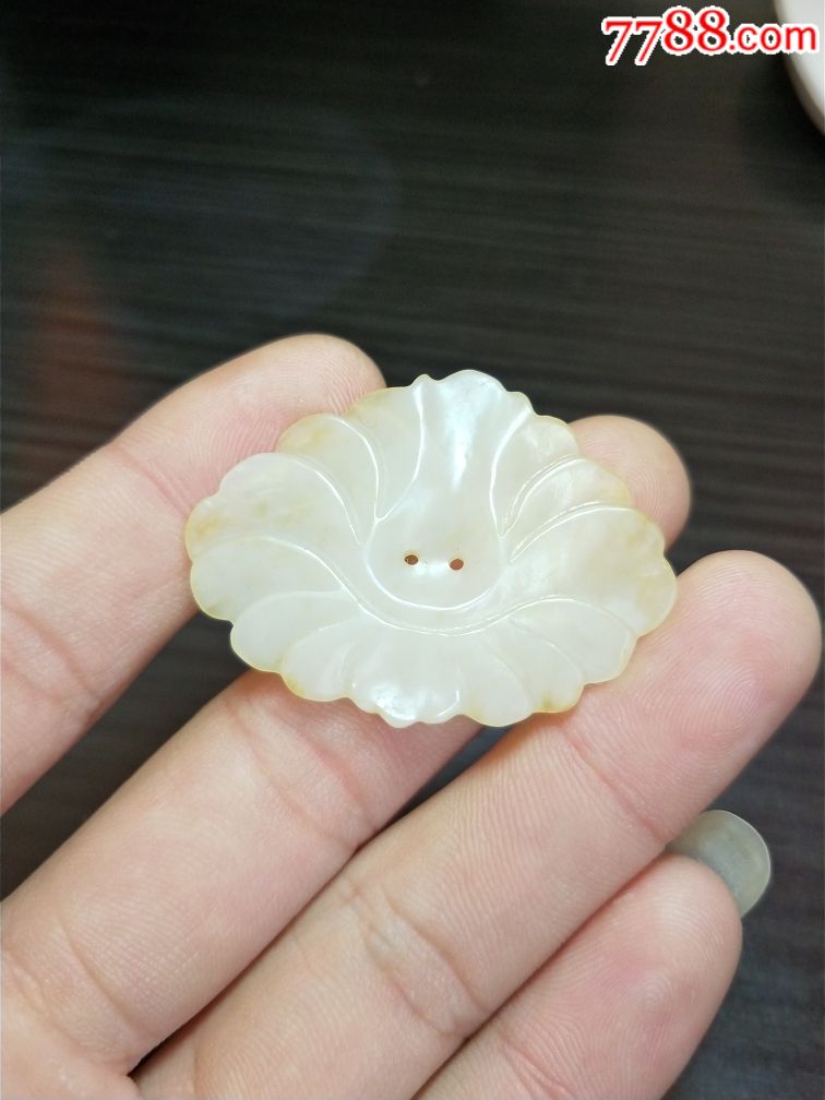 清代和田玉帽花
