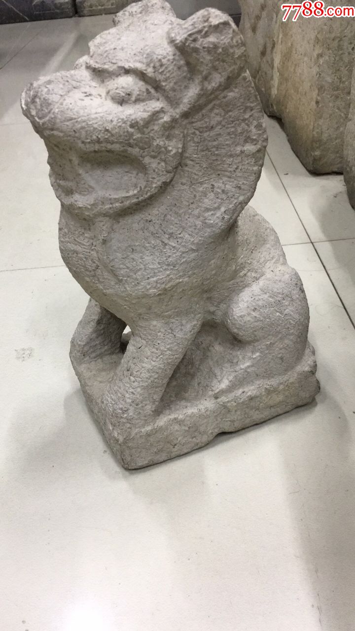 清代老石雕狮子摆件