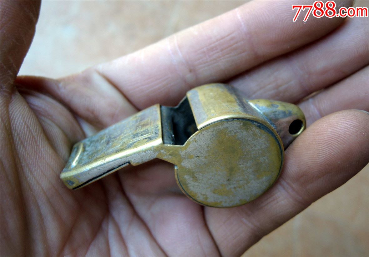 老国货收藏1901民国上海顺发厂出品大号铜镀铬口哨子