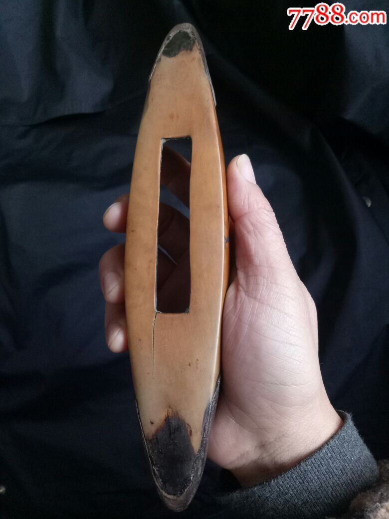 清代老黄杨木织布梭子