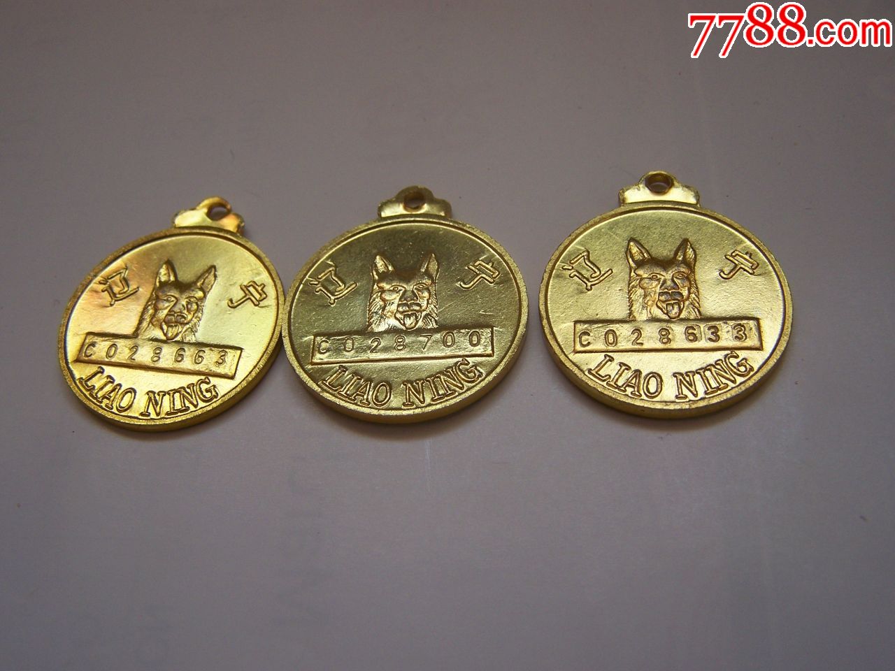 狗牌(辽宁,雕刻版,全品,三枚),点图可放大