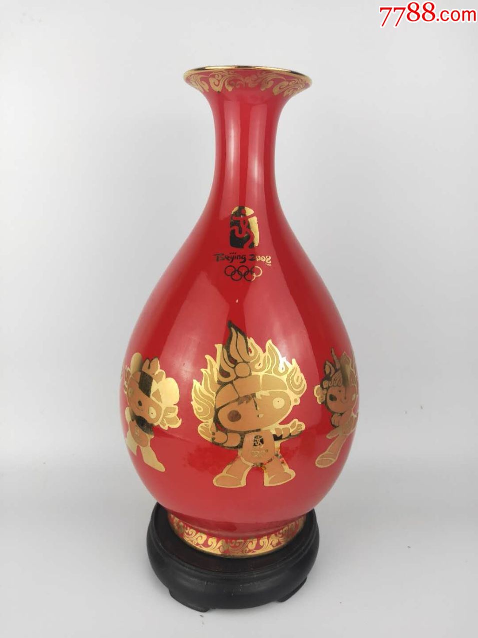 2008年北京奥运瓷福娃中国红瓶