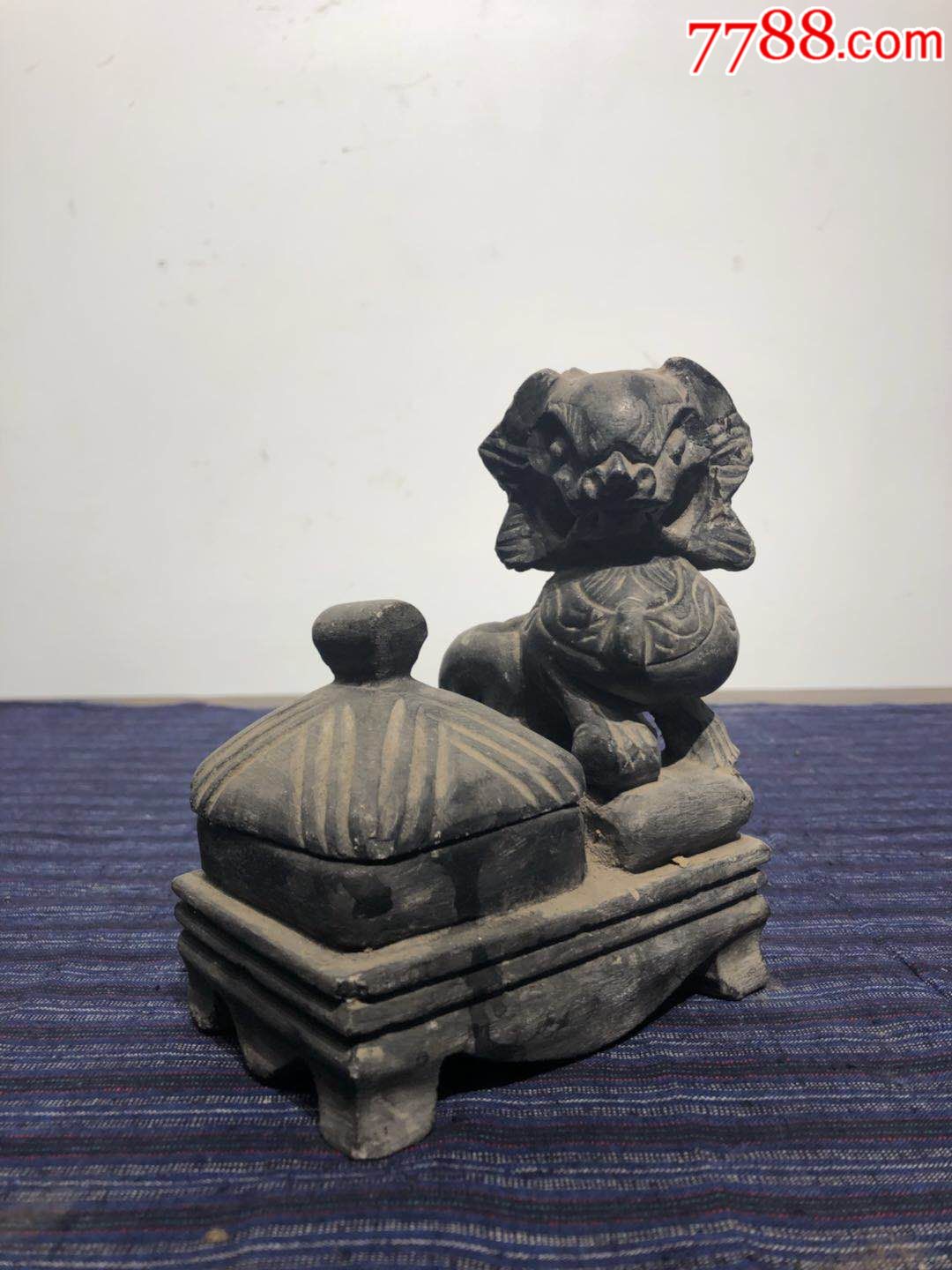 清代文房用品墨石砚台一件造型独特完整