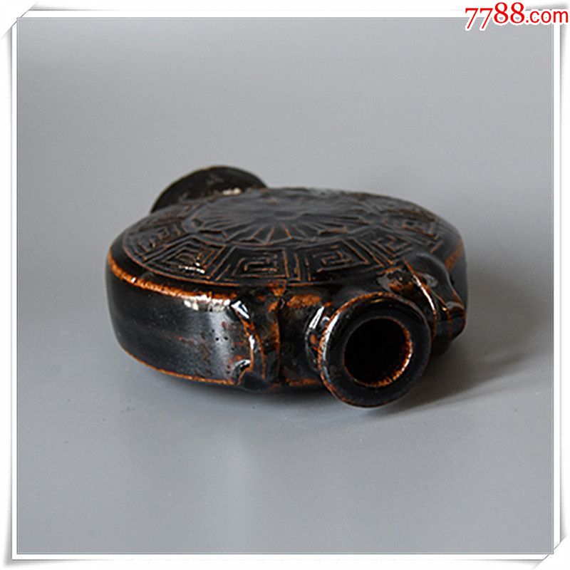 清代马挂瓶抱月瓶宝月瓶酱釉