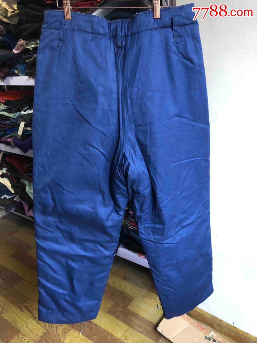 崭新蓝棉布白里高裆老棉裤