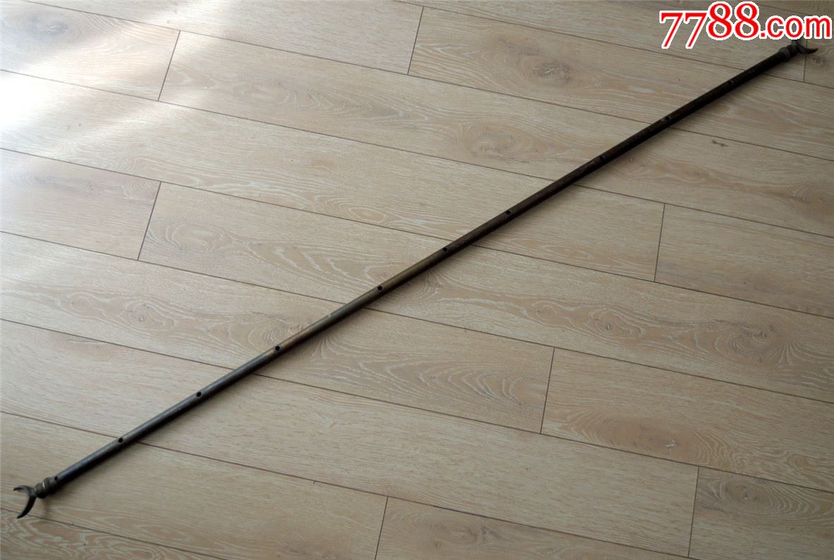 怀旧收藏1910民国洋房拆下双头月牙铲全铜晾衣杆撑杆149cm089kg