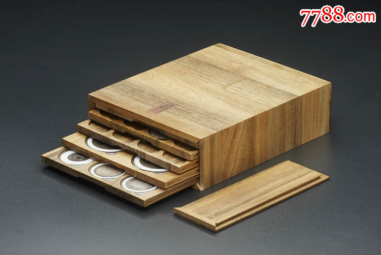 老钱庄香樟木五层泉函古钱币银元铜元花钱精品圆盒裸币钱币收藏盒