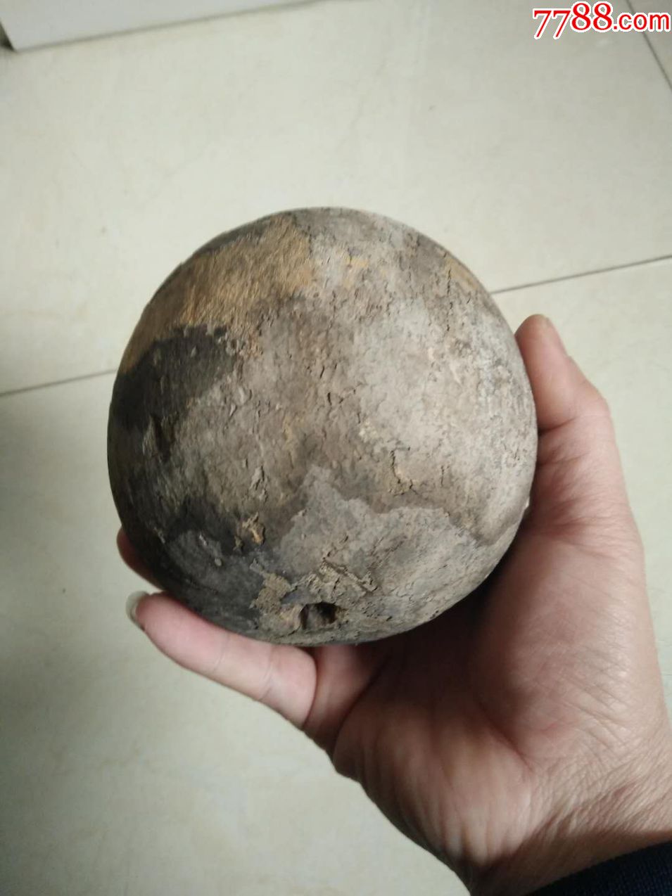 清代老木雕圆球俗称阴阳球以前商标的挂件古董收藏品