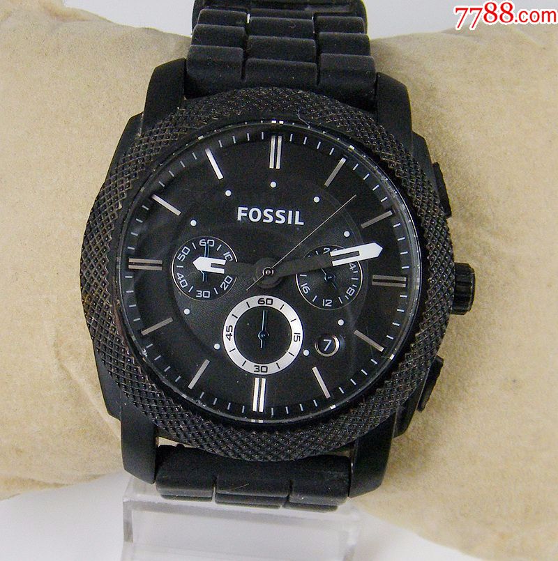 美国时尚品牌fossil化石大号石英6针计时日历手表