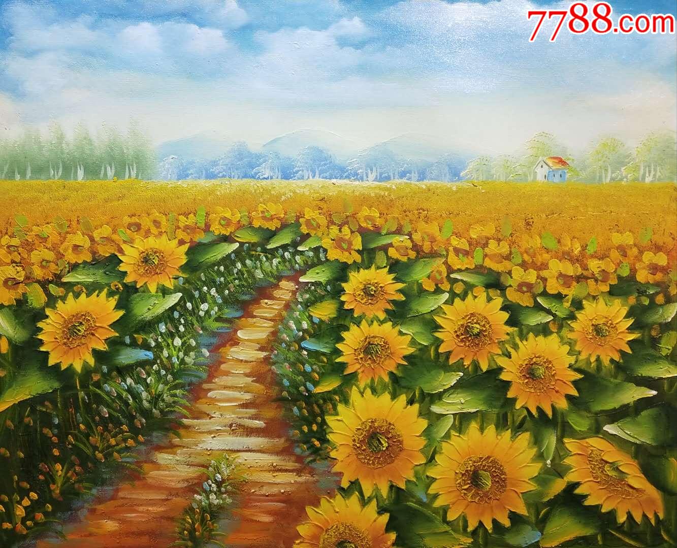 向日葵,油画原画_第1张_7788油画收藏