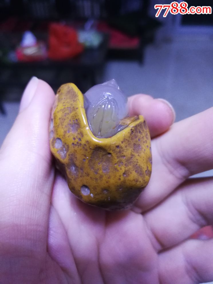 原石玉髓带皮玛瑙雕刻寿星公挂坠摆件把件