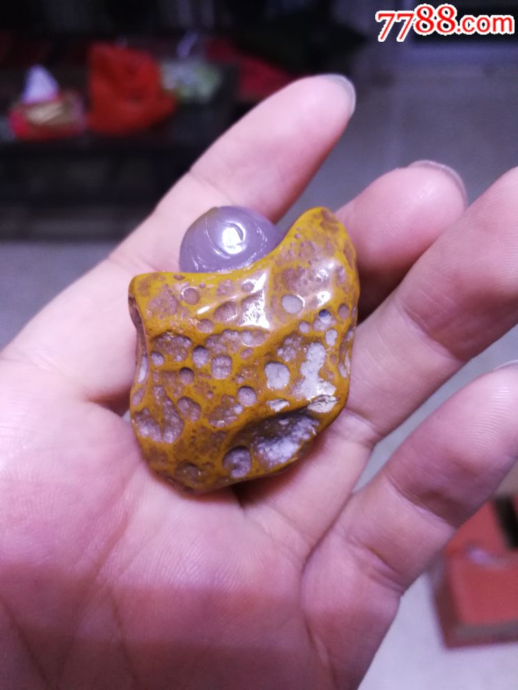 原石玉髓带皮玛瑙雕刻寿星公挂坠摆件把件