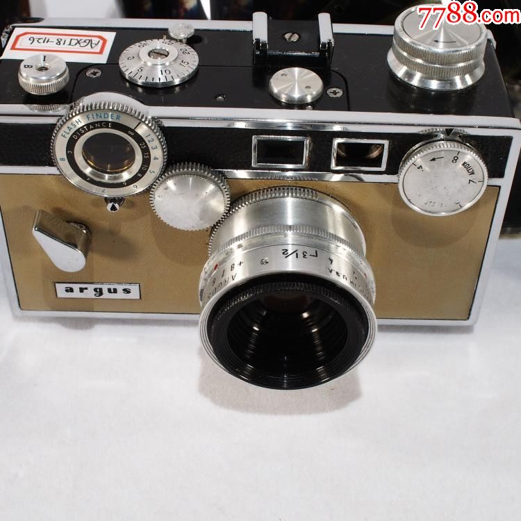 稀有黄绿色美国古董相机阿格斯argus机械旁轴胶卷相机带闪光灯