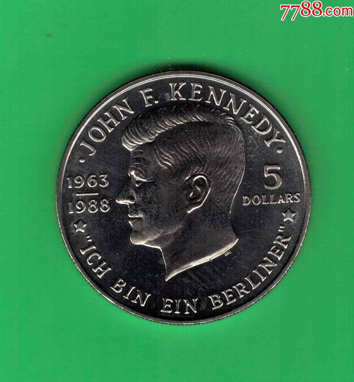 纽埃~1988年5元/美国总统肯尼迪遇刺25周年纪念币/实物如图/unc