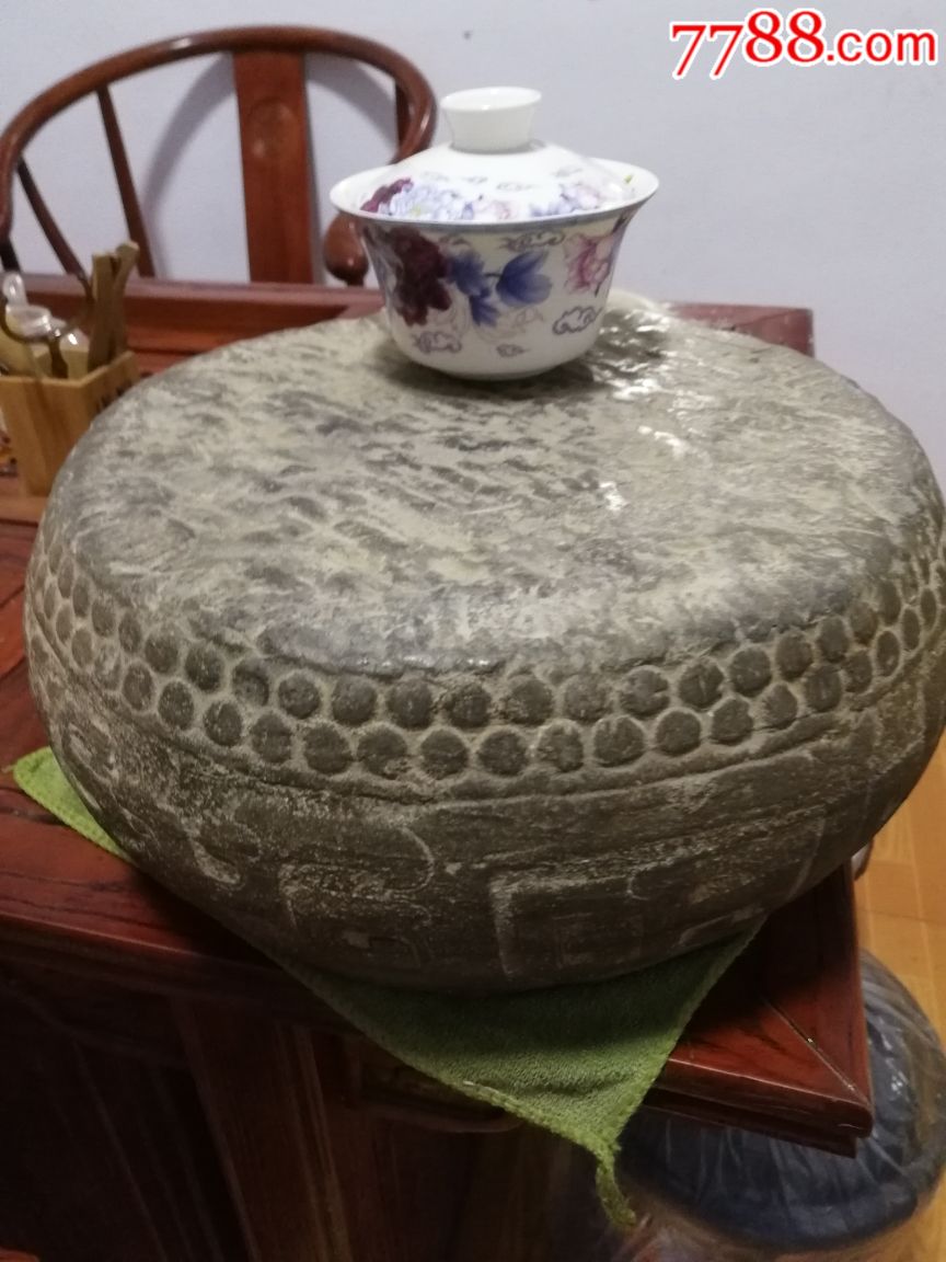 老石雕明清石鼓一个高14鼓面28